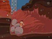 Free online game screenshot for Evil Stone showing the hero fighting strange, dark creatures in a desolate, apocalyptic landscape
