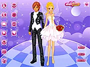 Screenshot from Fairy Bride dress up game showing a beautiful fairy in a wedding gown, wings, and a tiara, ready for her magical wedding.