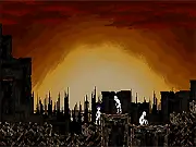 Play Perdition free online action sidescroller game, featuring character jumping to avoid gun fire and finding door triggers
