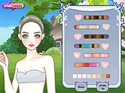 Simple Plain Colors online game screenshot, girl dressed in a chic white minimalist dress with elegant accessories