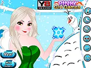 Screenshot of Princess Elsa Snow Spa Makeover game showing Elsa receiving a spa facial treatment with creams and cucumbers on her eyes before her coronation.