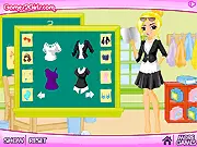 Free online game screenshot for New Teacher Dress Up showing a stylishly dressed teacher, Anita, ready for her first day of school