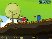 Super Bike Stunt motorcycle game, side-scrolling action, bike jumping over ramps, collecting diamonds