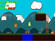 Glutefree Grab game screen with character collecting tokens and fighting bread monster, free online platformer game