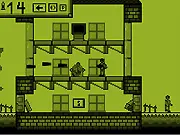 Extra Terminator game screenshot, character fighting aliens in a city, selecting weapons like a crossbow and shotgun, free online shooter game