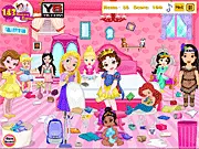 Baby Princess Room Cleaning free online game, sorting toys and trash, organize a messy room game