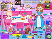 Princess Sofia Messy Room Cleanup free online game, girl organizing a cluttered bedroom, princess tidying up