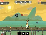 Screenshot of Total Drama: Rain of Terror online game showing a Total Drama character dodging falling objects like anvils and sharks