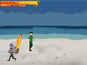 Screenshot of Hawtman online action game character standing next to a burning object
