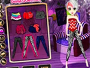 Screenshot of Emo Style Girl dress up game featuring the character with black layered hair, heavy eyeliner, and an edgy outfit ready for the Emo party.