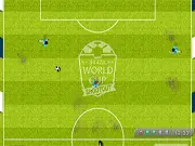 Brazil World Cup Shoot Out free online soccer game image showing a player preparing to take a penalty kick against a goalkeeper
