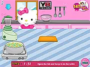 Screenshot from the Hello Kitty Leek And Potato Soup cooking game showing the final bowl of steaming potato soup with a Hello Kitty decoration.