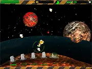 Screenshot of Missile Defense online strategy game showing a base shooting missiles at falling meteors and alien spaceships