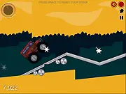 Star Drive Stunt Game Online gameplay image showing a vehicle jumping over obstacles on a dangerous course