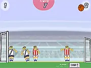 Football Fizzix free online game, ragdoll soccer players kicking objects into a goal, physics game