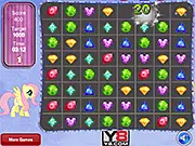 My Little Pony Jewel Match free online game, a match-3 puzzle board with colorful pony-themed jewels