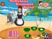 Delicious Summer Salads free online cooking game image showing a plate of freshly prepared healthy salad ingredients