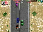 Ben 10 Car Chase free online game screenshot showing Ben 10's car chasing an enemy vehicle on a city road
