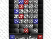 Noughts and Crosses Extreme game screen, tic-tac-toe board rotating and exploding, strategic free online puzzle game