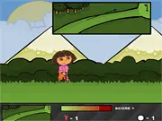 Play Dora World Golf Tour free online adventure game where Dora attacks forest monsters with a golf ball on PlayArcadeHub