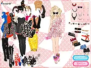 Screenshot from Colorful Summer Gaga Fashion showing a model with an exaggerated hairstyle wearing a vibrant, unconventional summer outfit