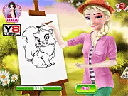 Elsa Drawing Lessons free online game, character drawing with a sharpie and pen, creative art game for kids