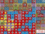 Screenshot of Creature Party free online puzzle game showing groups of colorful monsters ready to be matched and removed