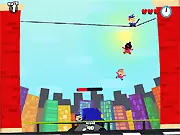 Wippo Wop game screenshot, two cartoon characters Juan and Guille fighting fashion snobs, action brawler online game