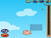 When Hogs Fly free online distance game, a hog flying high in the air collecting coins and avoiding birds