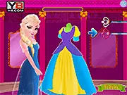 Elsa Prom Dress Up free online game, Princess Elsa using magic to create a new prom dress, designing a beautiful gown, royal dress-up