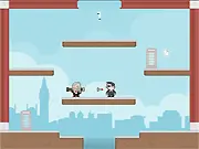 The Wikileaks Game screenshot, character running and shooting in a platformer, collecting documents, free online game