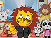 Behave in Elevator game screenshot showing cute animal characters learning manners in a crowded lift.