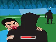 Play Sim Suárez: A Biting Chance free online game screen showing a cartoon footballer about to bite an opponent.