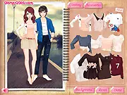 Screenshot of the free online game Maggie's Proposal Photo Album, showing tools and materials used to create a romantic digital scrapbook.