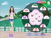 Romantic Summer Season dress up game, character choosing the best looking dress and an umbrella for a rainy date, play free online