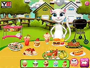 Angela Barbeque Day preparation game, free online table setting game, family picnic game