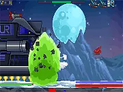 Screenshot of Project MAN, showing two androids (Aster and Merc) on a remote, forested alien planet