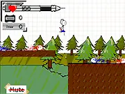 Pencil Wars 3 - Pen Wars sidescroller game character shooting enemies and jumping on a drawn line over a large gap