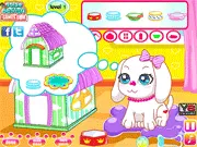 Screenshot of New Puppy House free game showing tools and materials for building a doghouse