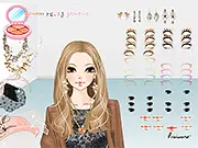 Screenshot of the Noble Veil Dress Up Game showing a model wearing an elegant vintage gown and a delicate black lace veil attached to a small decorative hat.