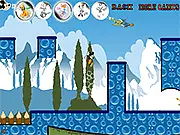 Mickey Mouse jumping to collect food and avoid enemies in the free online arcade platformer game Mickey Bubble Adventure 3.