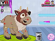 Kristoff's pet reindeer, Baby Sven, receiving medical attention and comfort in the free online pet care game Baby Sven Pet Rescue.