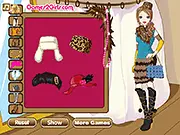 Winter Fashion Dress Up online game, girl modeling a stylish winter coat and accessories