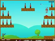 Screenshot of Blast Buzz shooting game showing a shotgun on the left and a pyramid-like stack of wine bottles ready to be shot. Play this free arcade game.