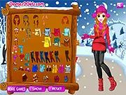 Character modeling winter fashion in the free online dress-up game Snowing Night