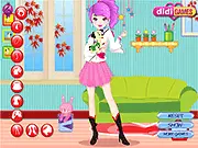 Girl and Pet Dress Up online game featuring a smiling girl in a stylish outfit next to her dog wearing a matching accessory