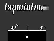 Tapminton online game screenshot of two stylized players competing on a badminton court with a shuttlecock mid-air