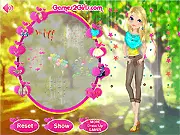 Screenshot of Waiting For My Love dress up game showing a girl in a beautiful dress ready for a date, selection of romantic outfits and accessories online