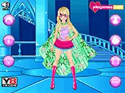 Super Elsa Dress Up game image showing Princess Elsa wearing a heroic superhero costume with a flowing cape and mask