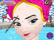 Elsa Outdoor Spa game screen showing Princess Elsa with cucumber slices on her eyes during a relaxing facial treatment